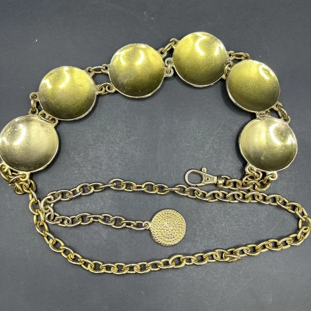 Vintage‎ 1980s Gold Tone Medallion Chain Belt 44
